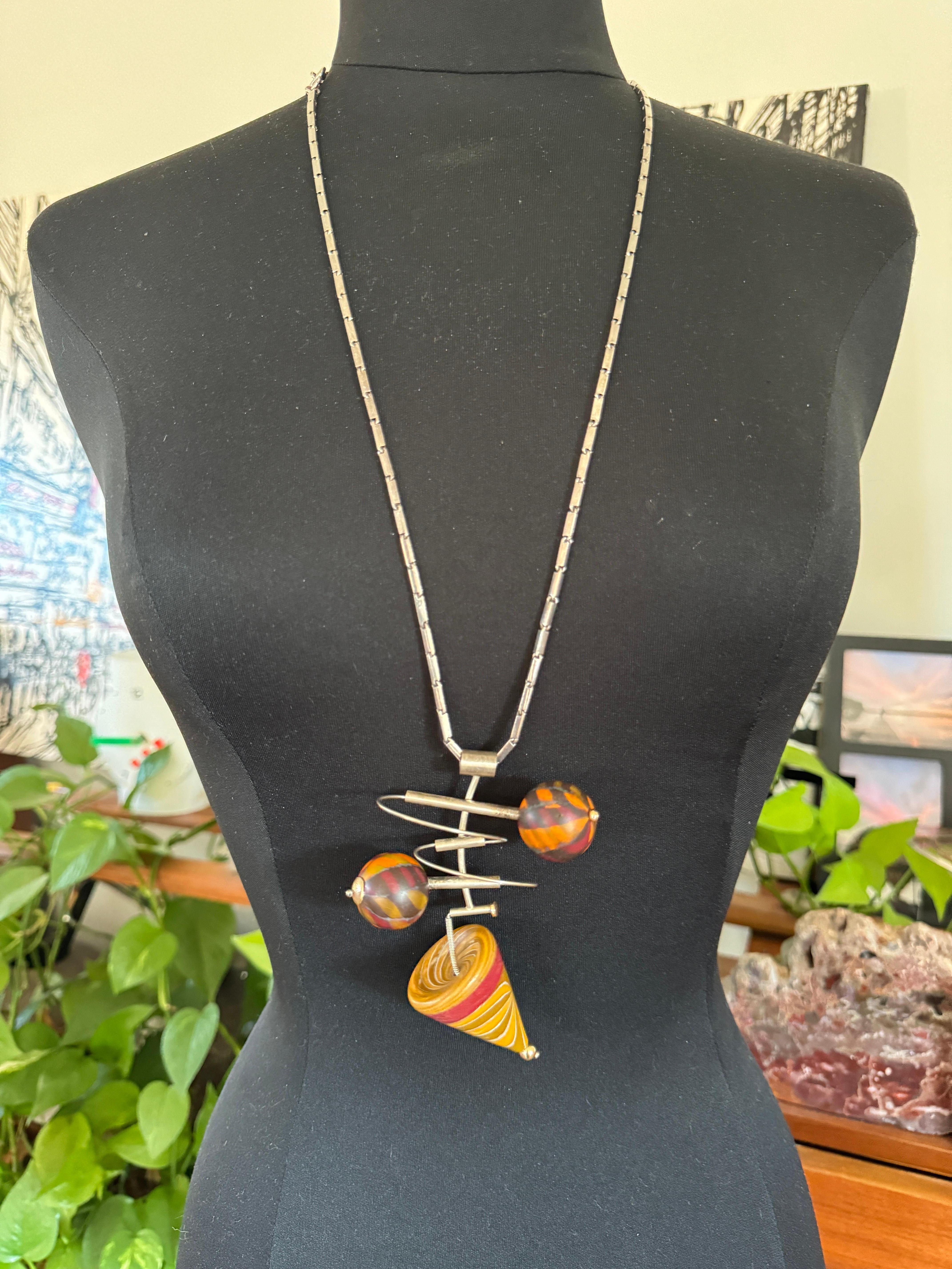 Collier cinétique en argent sterling et or 14K Kathleen Dennison Hand Crafted en vente 6