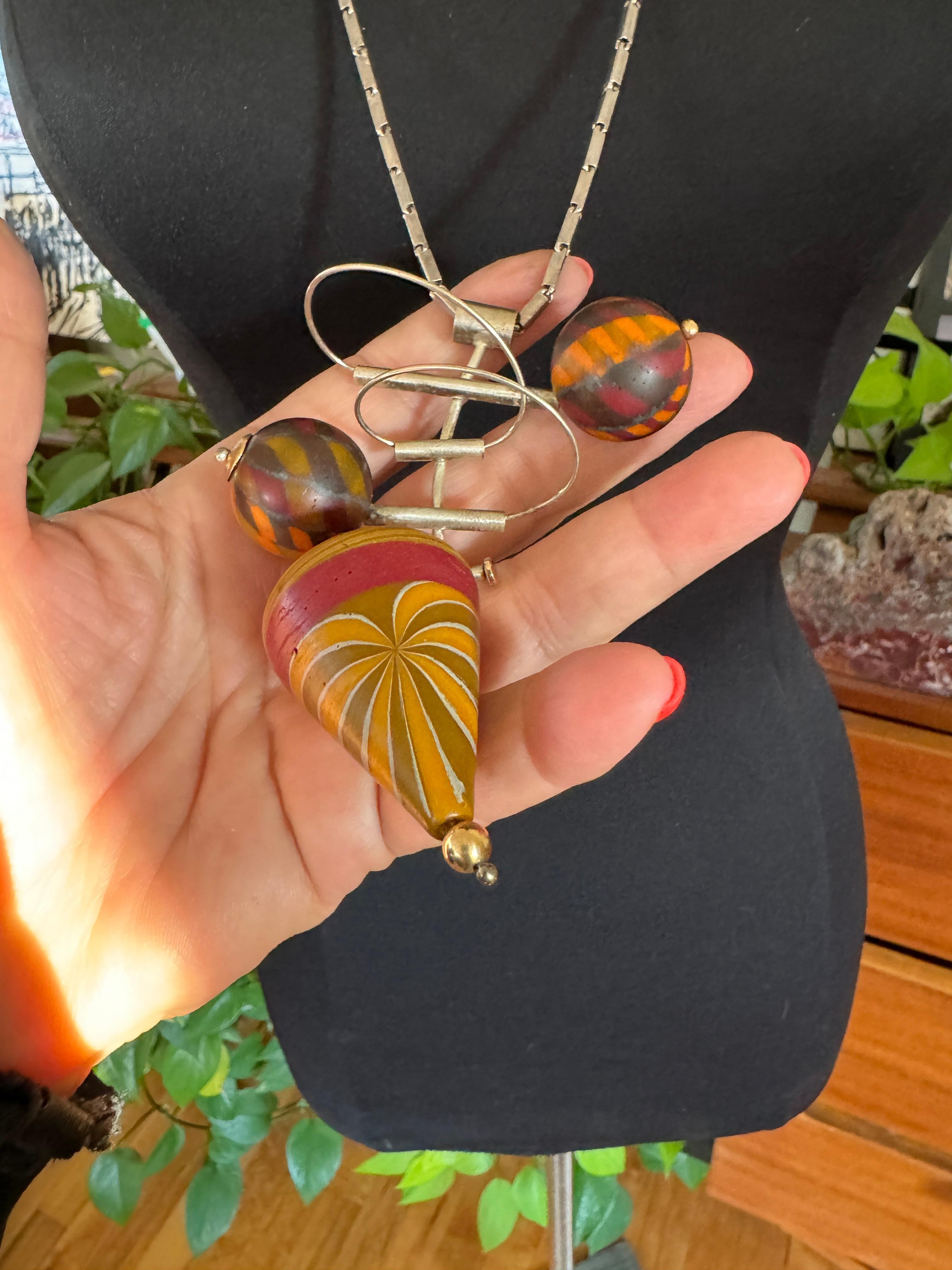 Collier cinétique en argent sterling et or 14K Kathleen Dennison Hand Crafted en vente 8