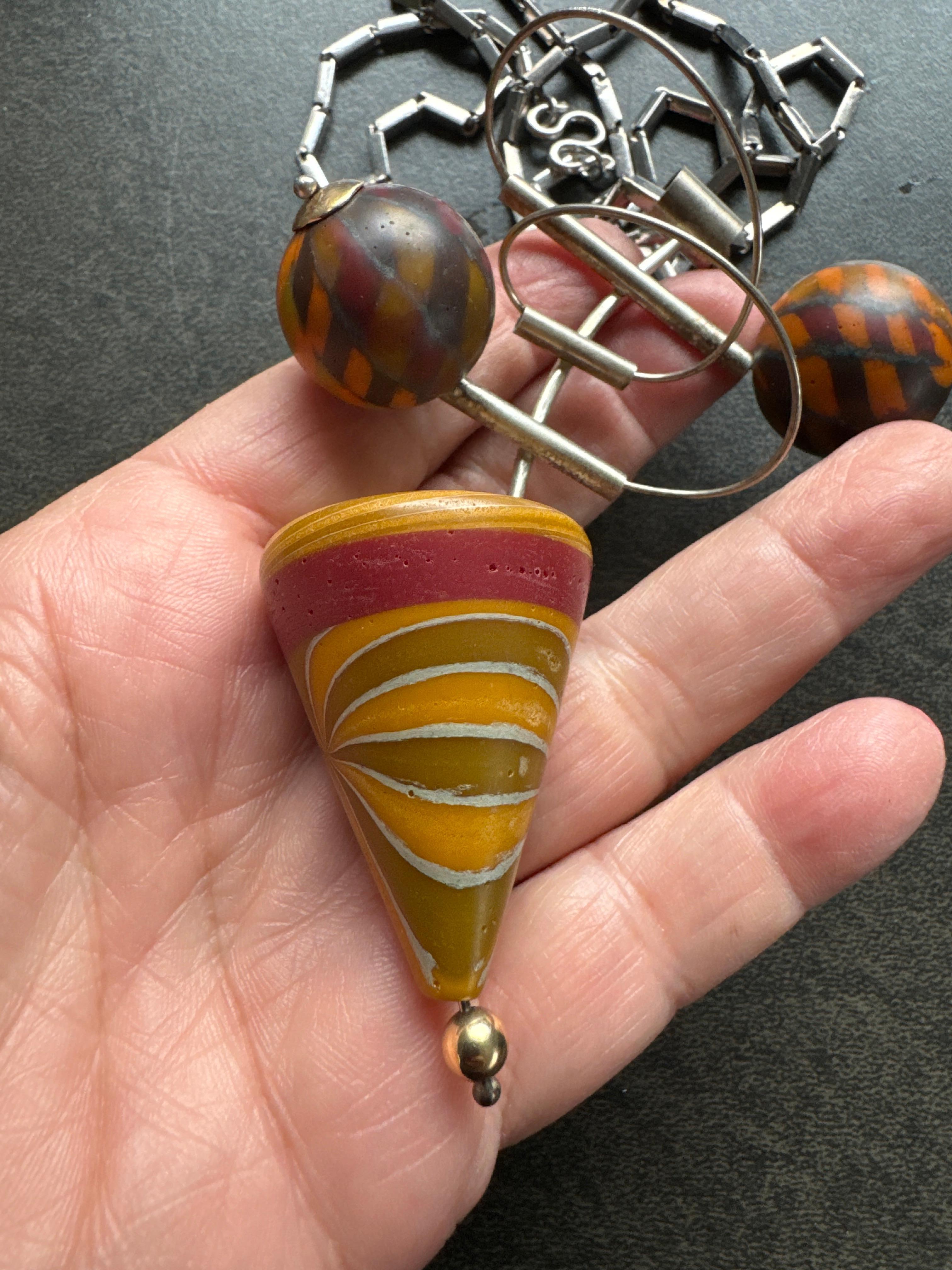 Collier cinétique en argent sterling et or 14K Kathleen Dennison Hand Crafted en vente 4