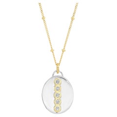 Sterling Silver + 14K Gold Oval "Love Locket" with Diamonds: 18" chain