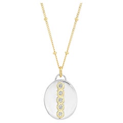 Sterling Silver + 14K Gold Oval "Love Locket" with Diamonds: 30" chain