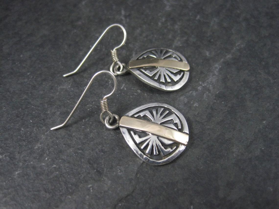 Women's or Men's Sterling Silver 14K Southwestern Spider Earrings For Sale