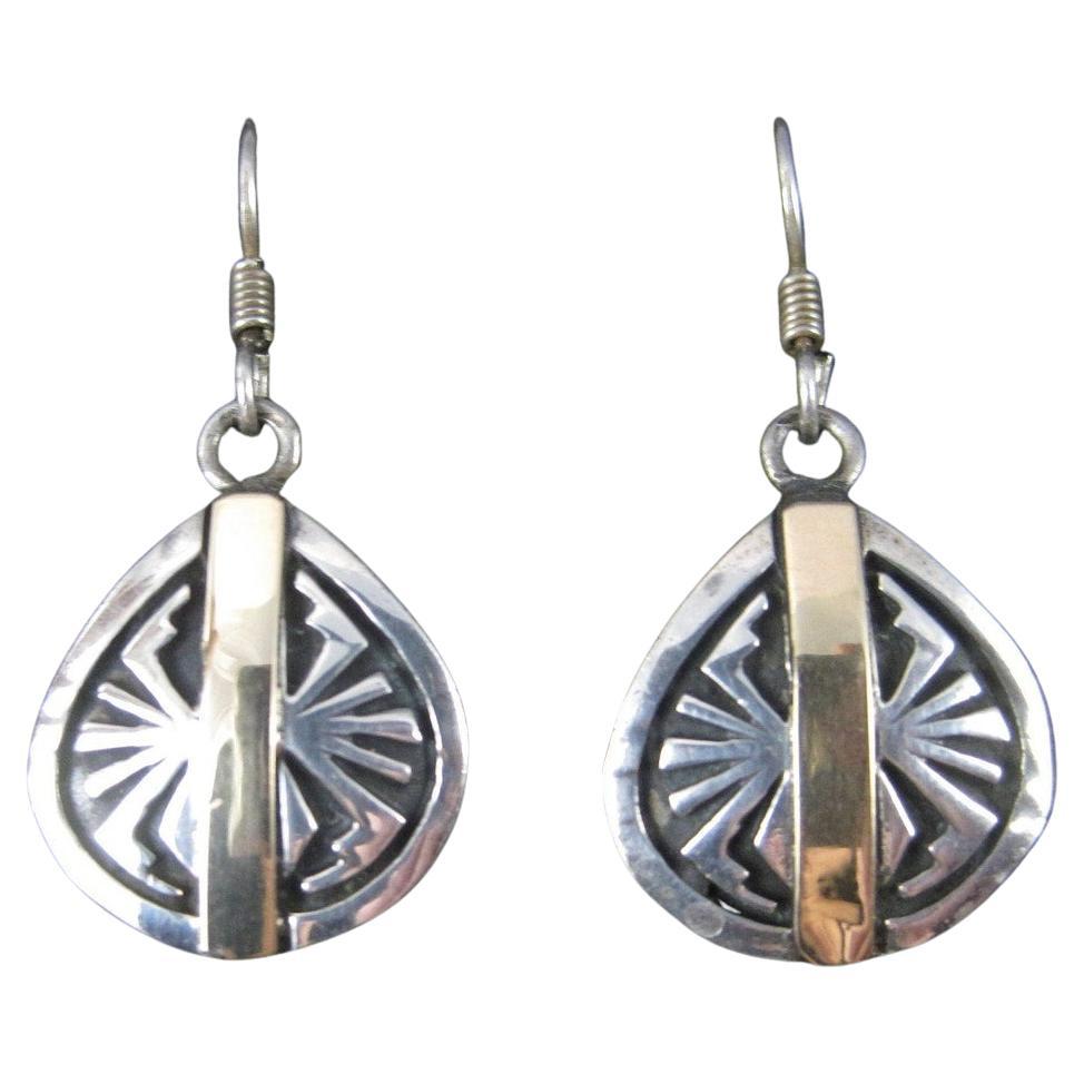 Sterling Silver 14K Southwestern Spider Earrings For Sale