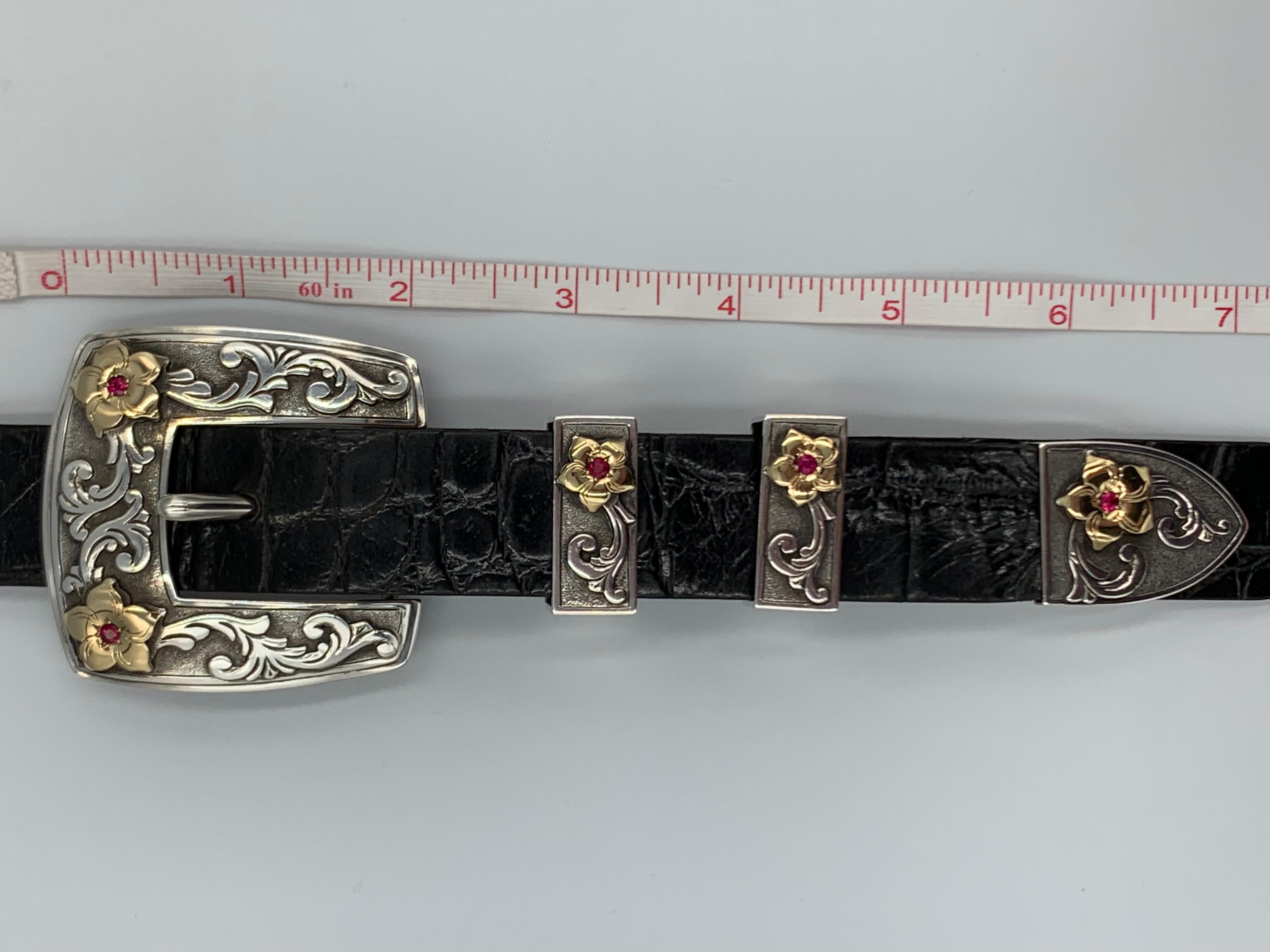 4-teiliges Ranger-Schnallen-Set aus Sterlingsilber und 18 Karat Gold von Mona Van Riper im Angebot 9
