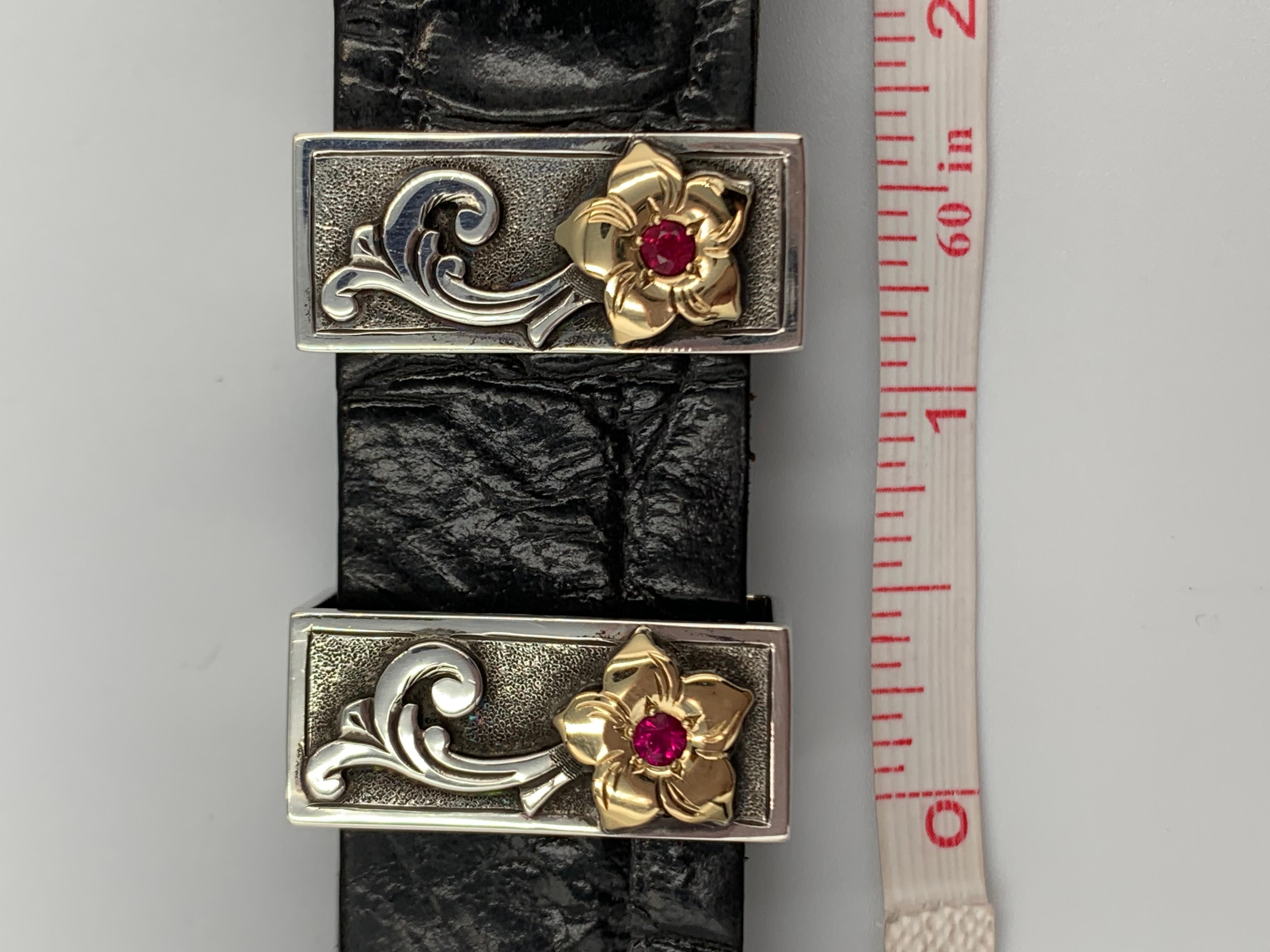4-teiliges Ranger-Schnallen-Set aus Sterlingsilber und 18 Karat Gold von Mona Van Riper im Angebot 10
