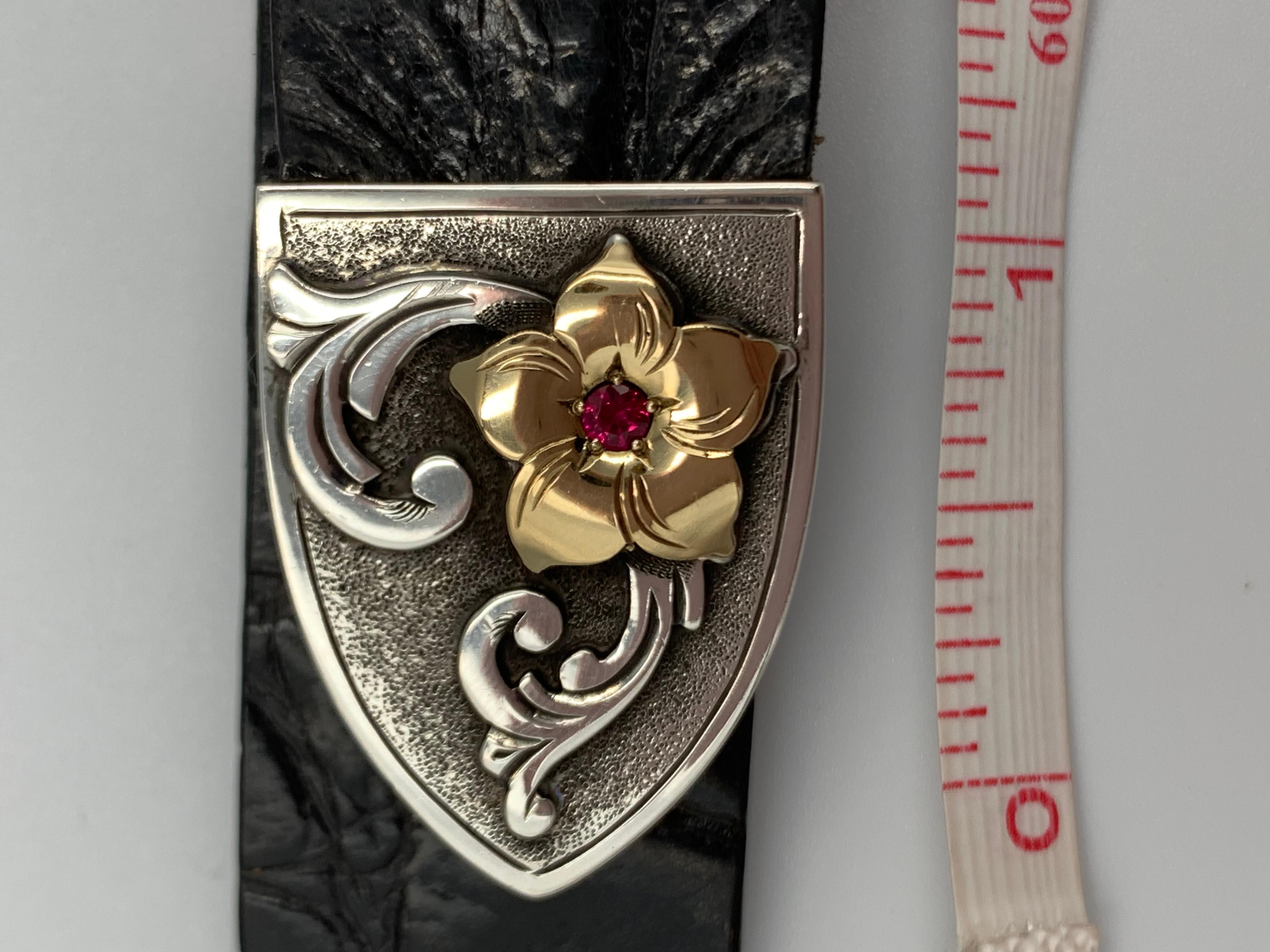 4-teiliges Ranger-Schnallen-Set aus Sterlingsilber und 18 Karat Gold von Mona Van Riper im Angebot 11