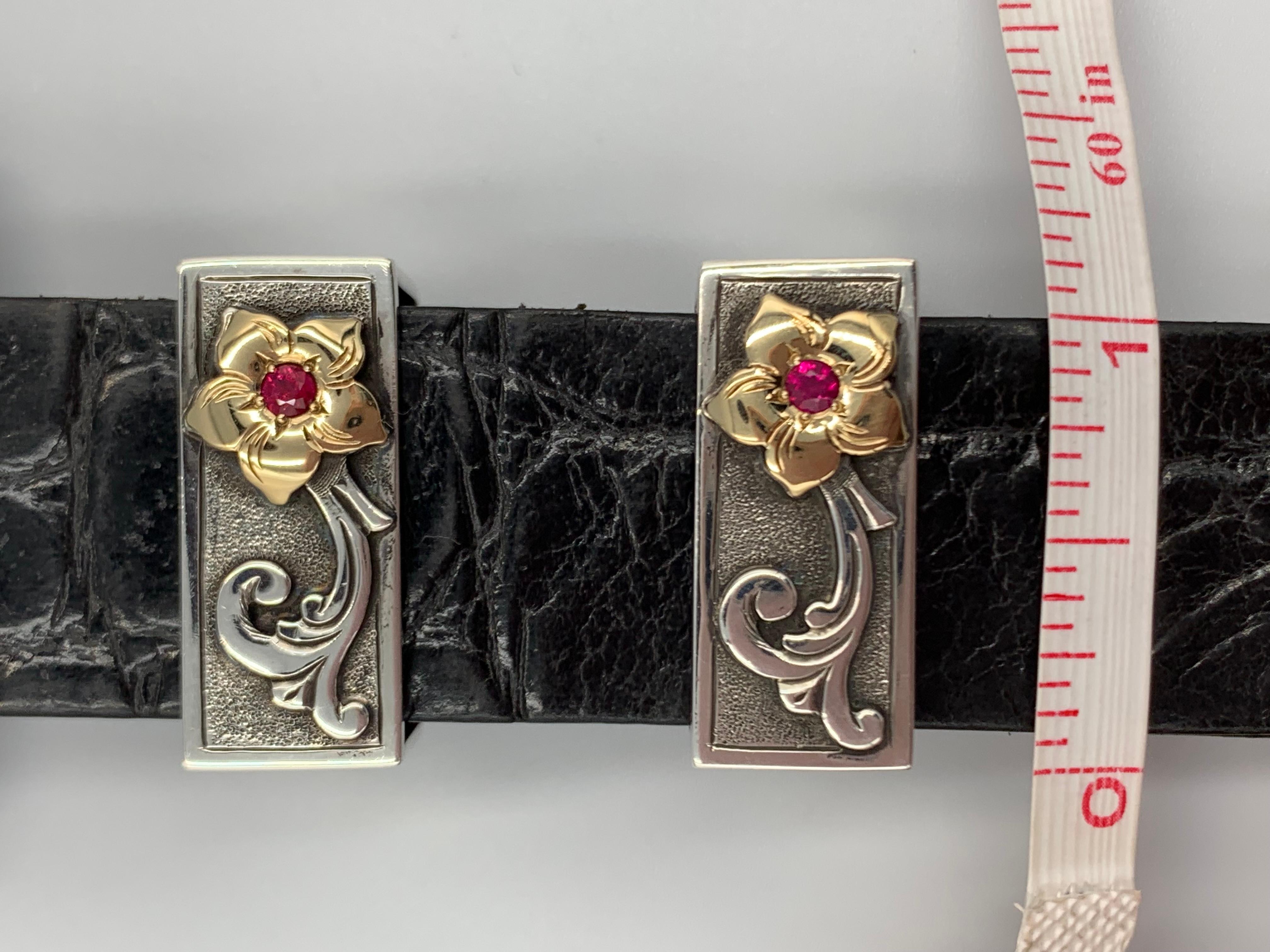 4-teiliges Ranger-Schnallen-Set aus Sterlingsilber und 18 Karat Gold von Mona Van Riper im Angebot 12
