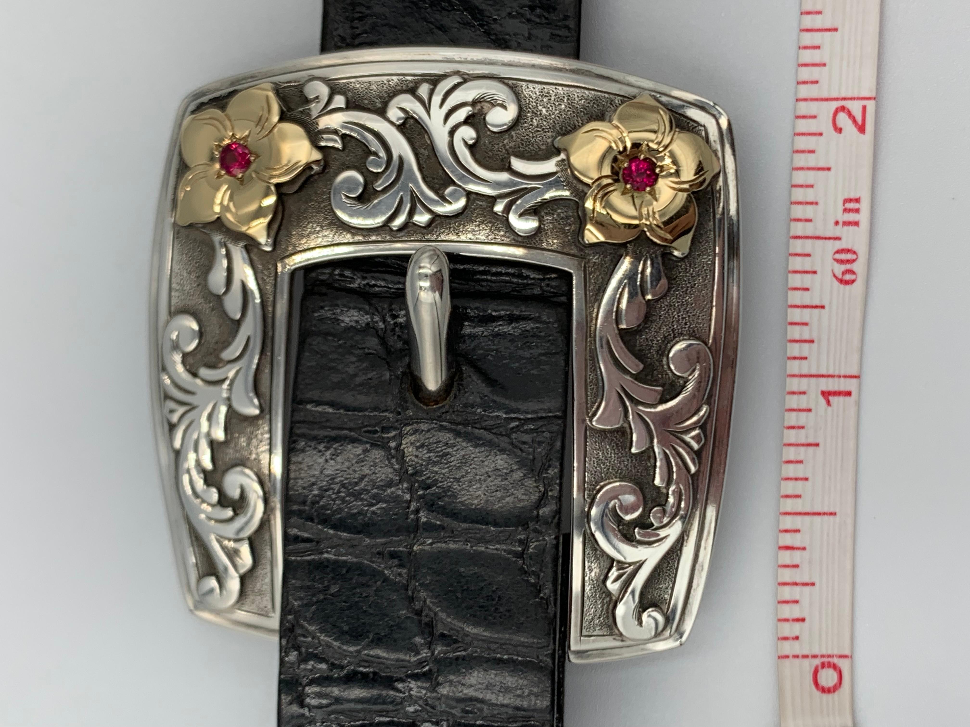 4-teiliges Ranger-Schnallen-Set aus Sterlingsilber und 18 Karat Gold von Mona Van Riper im Angebot 13
