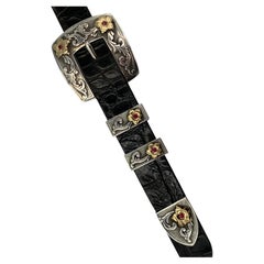 Vintage Sterling Silver & 18 Karat Gold 4-Piece Ranger Buckle Set by Mona Van Riper