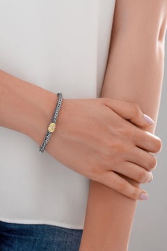 Bracelet scarabée tressé Egyptomania en argent sterling, or 18 carats et diamants