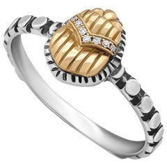 Stapelring mit Ägyptischen Skarabäus aus Sterlingsilber, 18 Karat Gold und Diamant