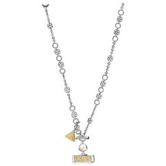 Sterling Silver, 18 Karat Gold, Pearl and Garnet Multi-Way Necklace