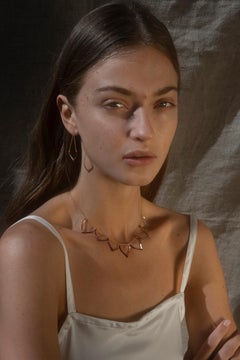 Necklace Classic Lotus Motif  18 K Gold-Plated Silver  Red Enamel Lotus Greek