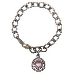 Bracciale a catena con cuore in argento e oro 18 carati Judith Ripka