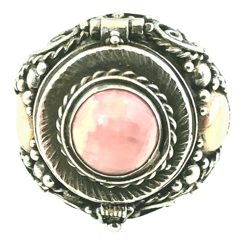 Sterling Silver 18K Gold Rhodocrosite Poison Ring