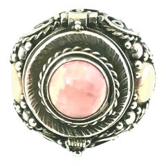 Sterling Silver 18K Gold Rhodocrosite Poison Ring