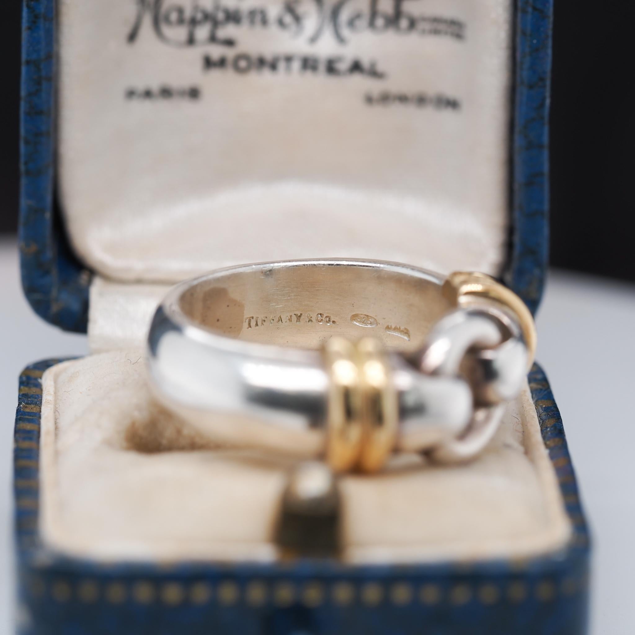 Sterling Silver & 18k Gold Tiffany & Co Ring In Good Condition For Sale In Atlanta, GA