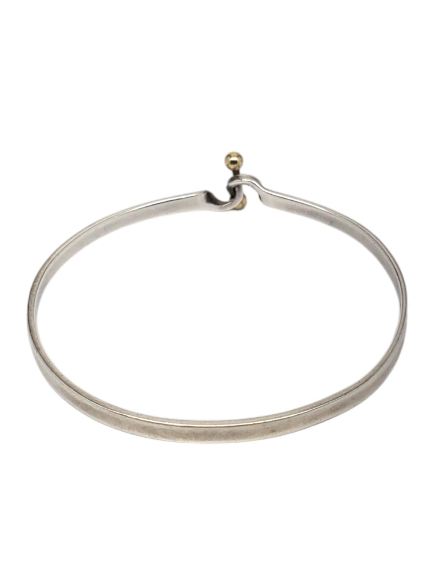 Sterling Silver & 18K Hook Bangle Bracelet #20641 In Good Condition In Washington Depot, CT