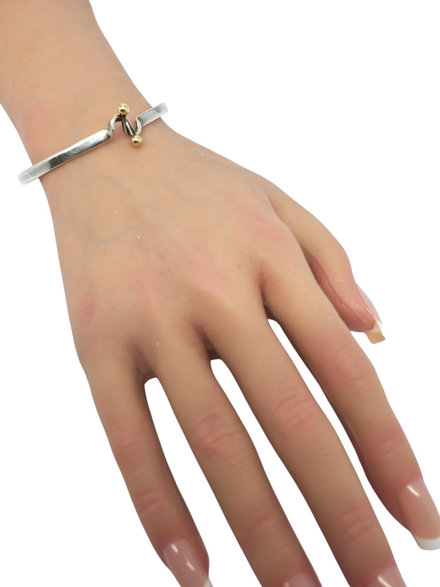 Sterling Silver & 18K Hook Bangle Bracelet #20641 3