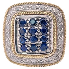 G-H SI1 Diamond & Sapphire Effy Ring set in Sterling Silver with 18K Gold Accent