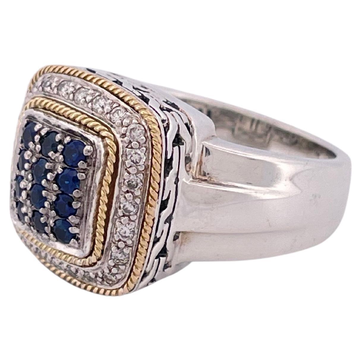 Moderne Bague Effy en argent sterling et or jaune 18k avec diamants et saphirs en vente