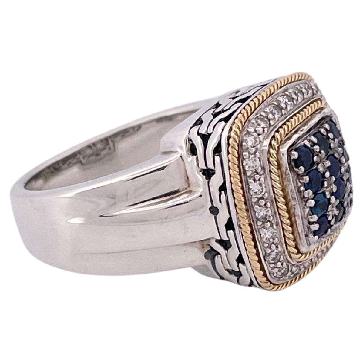 Taille ronde Bague Effy en argent sterling et or jaune 18k avec diamants et saphirs en vente