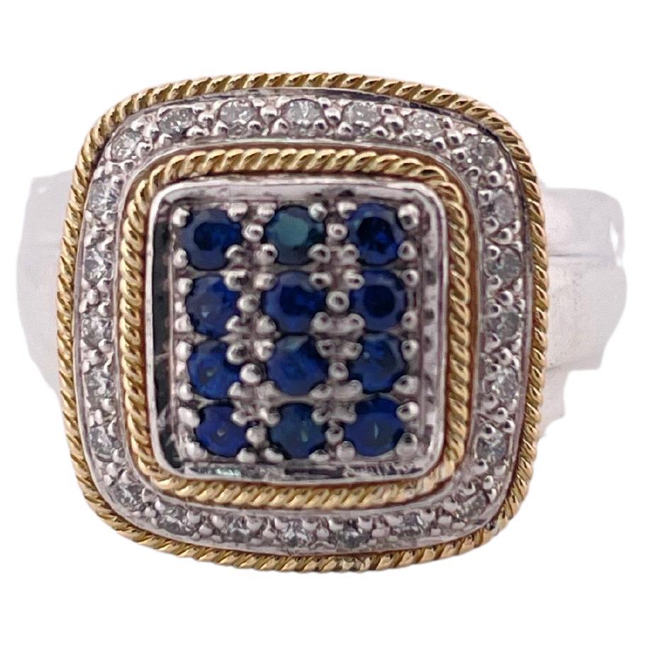 Bague Effy en argent sterling et or jaune 18k avec diamants et saphirs en vente