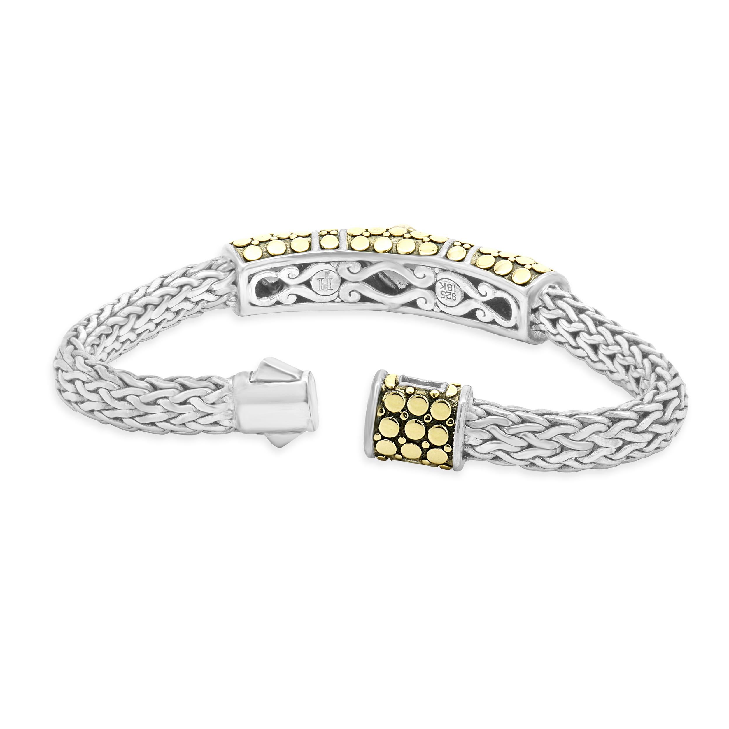 John Hardy Sterling Silver & 18K Yellow Gold Garnet Dot Collection Bracelet In Excellent Condition For Sale In Scottsdale, AZ