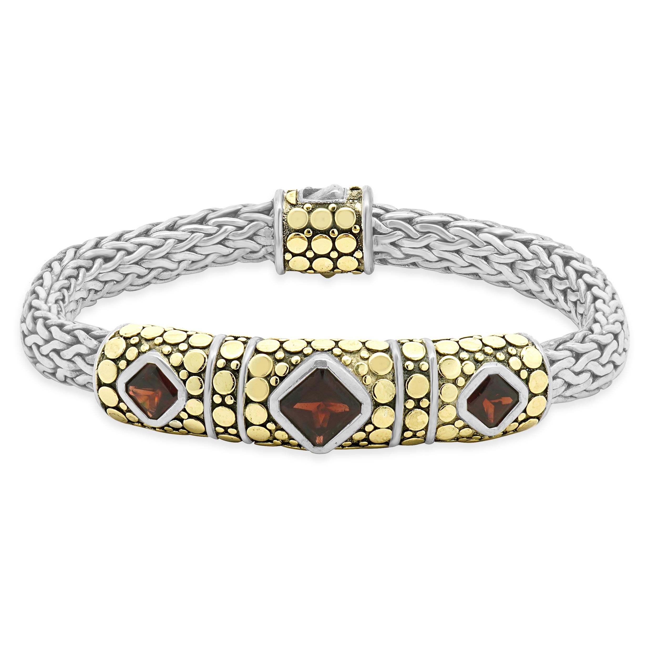 John Hardy Bracciale in argento sterling e oro giallo 18 carati Dot Dot Collectional