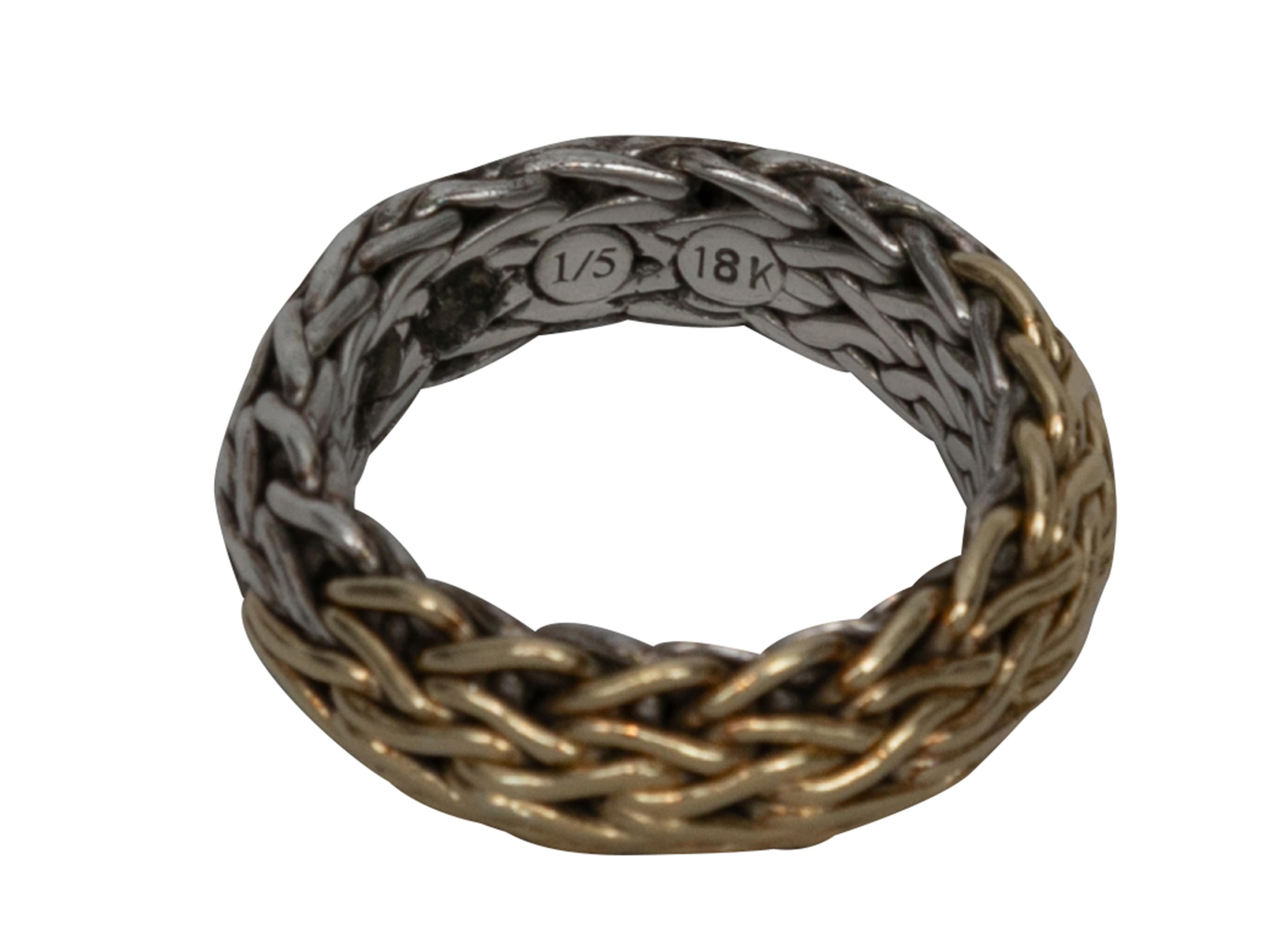 Sterling Silver & 18K Yellow Gold John Hardy Two-Tone Ring Size US 5.5 In Good Condition For Sale In New York, NY