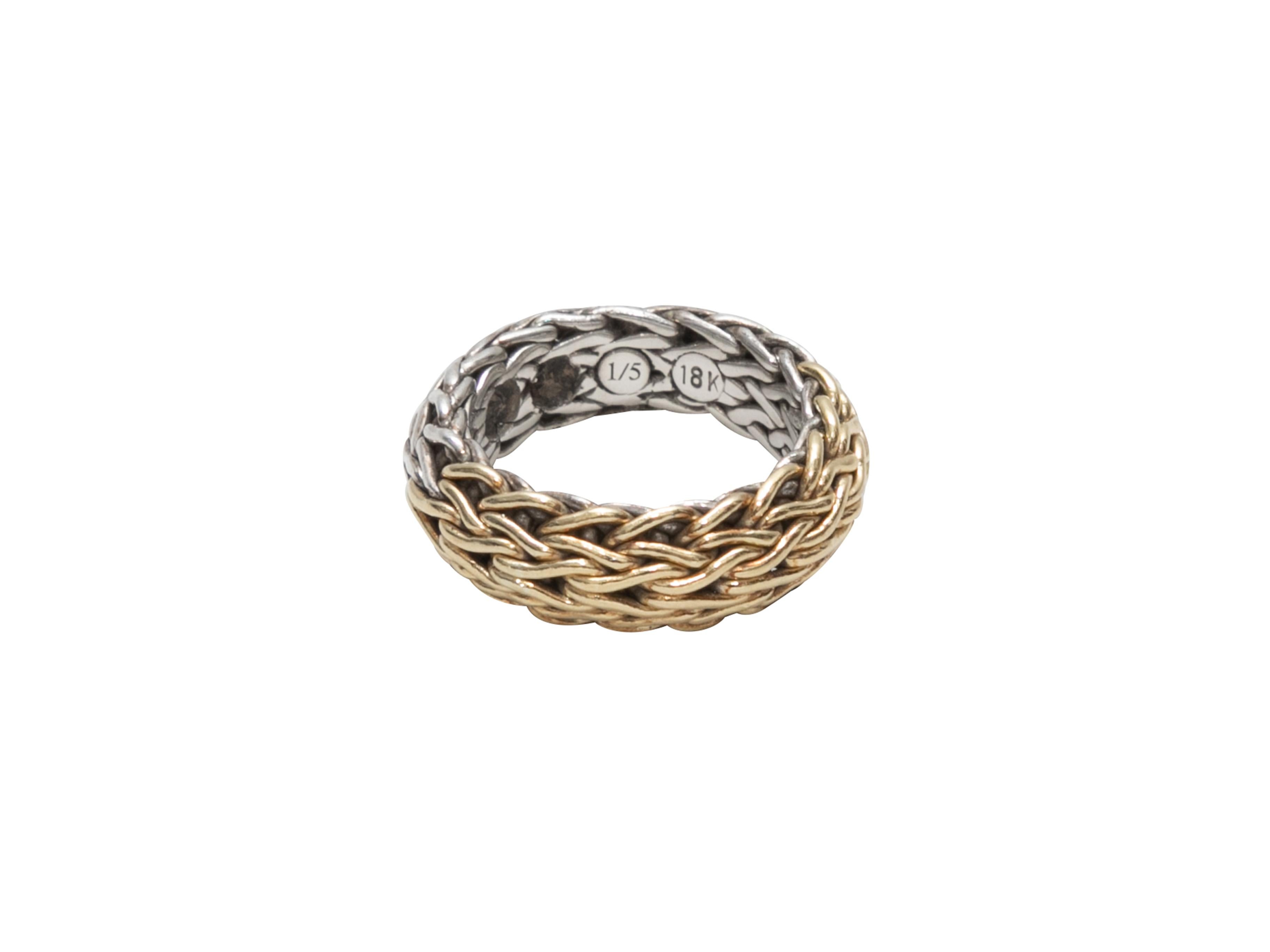 Women's Sterling Silver & 18K Yellow Gold John Hardy Two-Tone Ring Size US 5.5 For Sale