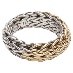 Sterling Silver & 18K Yellow Gold John Hardy Two-Tone Ring Size US 5.5