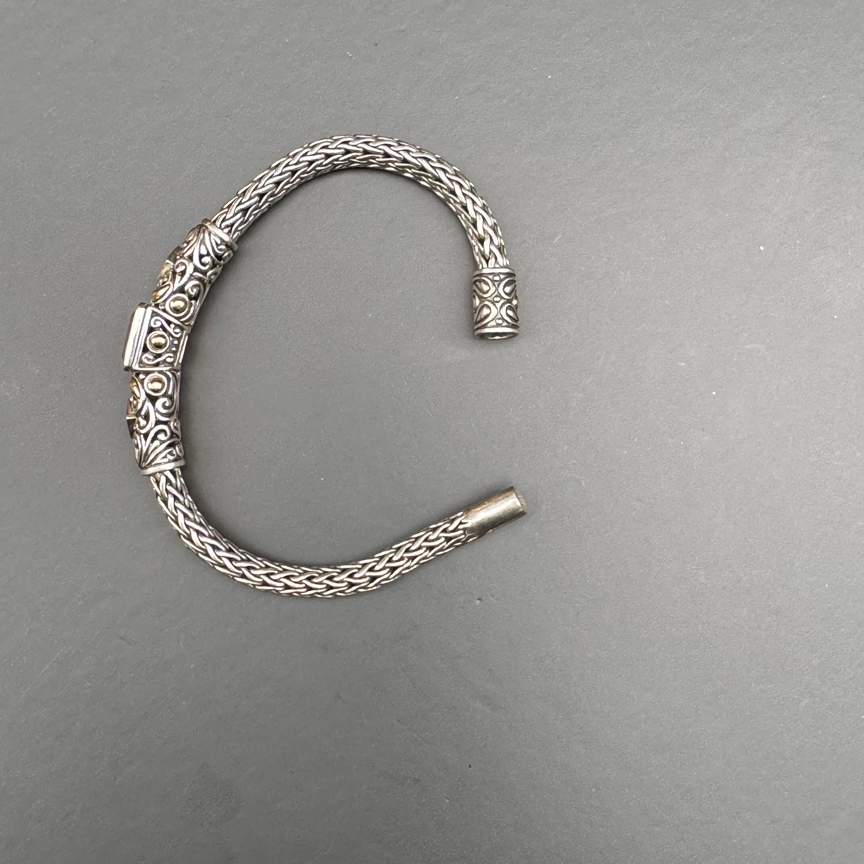 Sterling Silver 18kt Gold Amethyst Flexible Chain Bracelet In Good Condition For Sale In Monroe Township, NJ