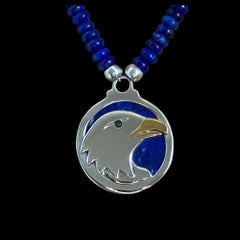 Sterling Silver, 18kt gold, Lapis & Emerald, Heyoka Merrifield SUN EAGLE Pendant