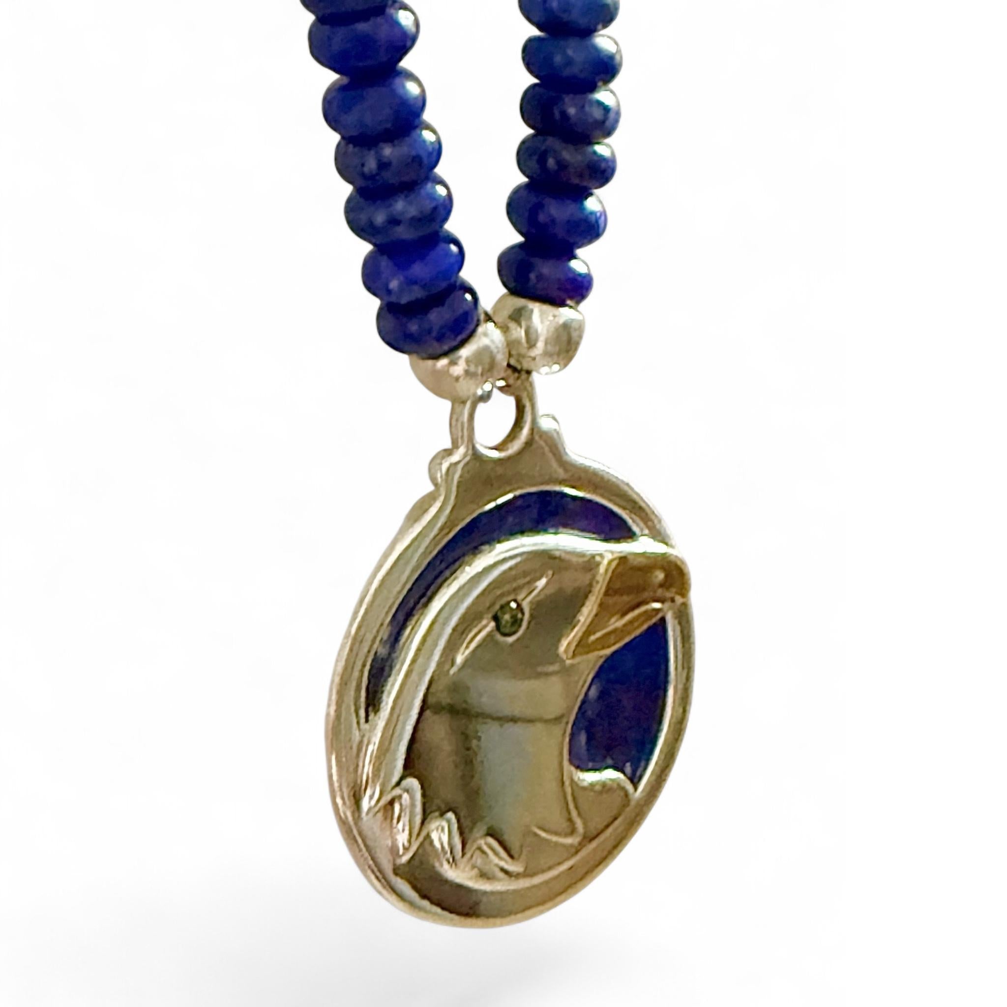 Ciondolo in argento sterling, oro 18kt, lapis e smeraldo, Heyoka Merrifield SUN EAGLE In condizioni Nuovo in vendita a Rimrock, AZ