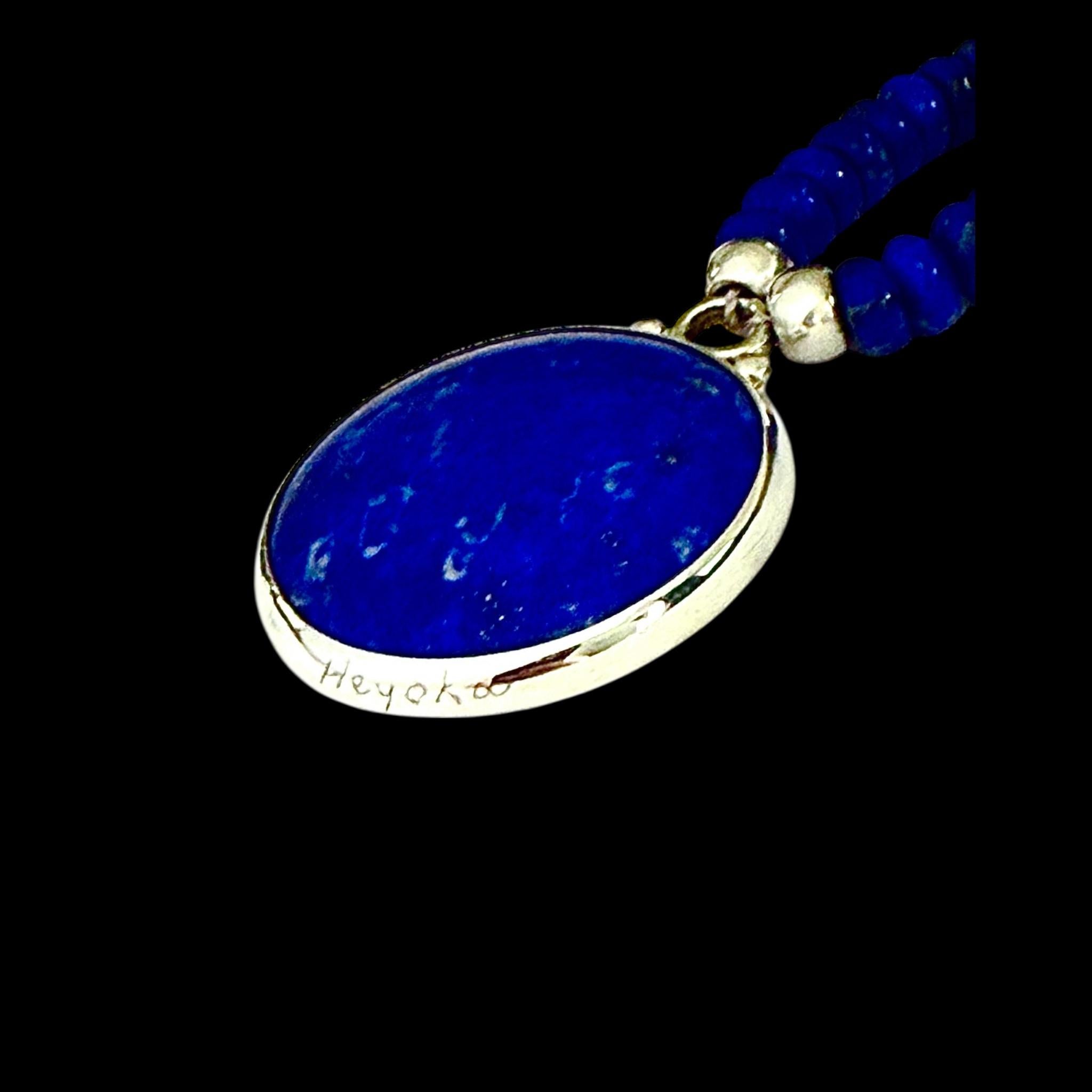 Ciondolo in argento sterling, oro 18kt, lapis e smeraldo, Heyoka Merrifield SUN EAGLE in vendita 3