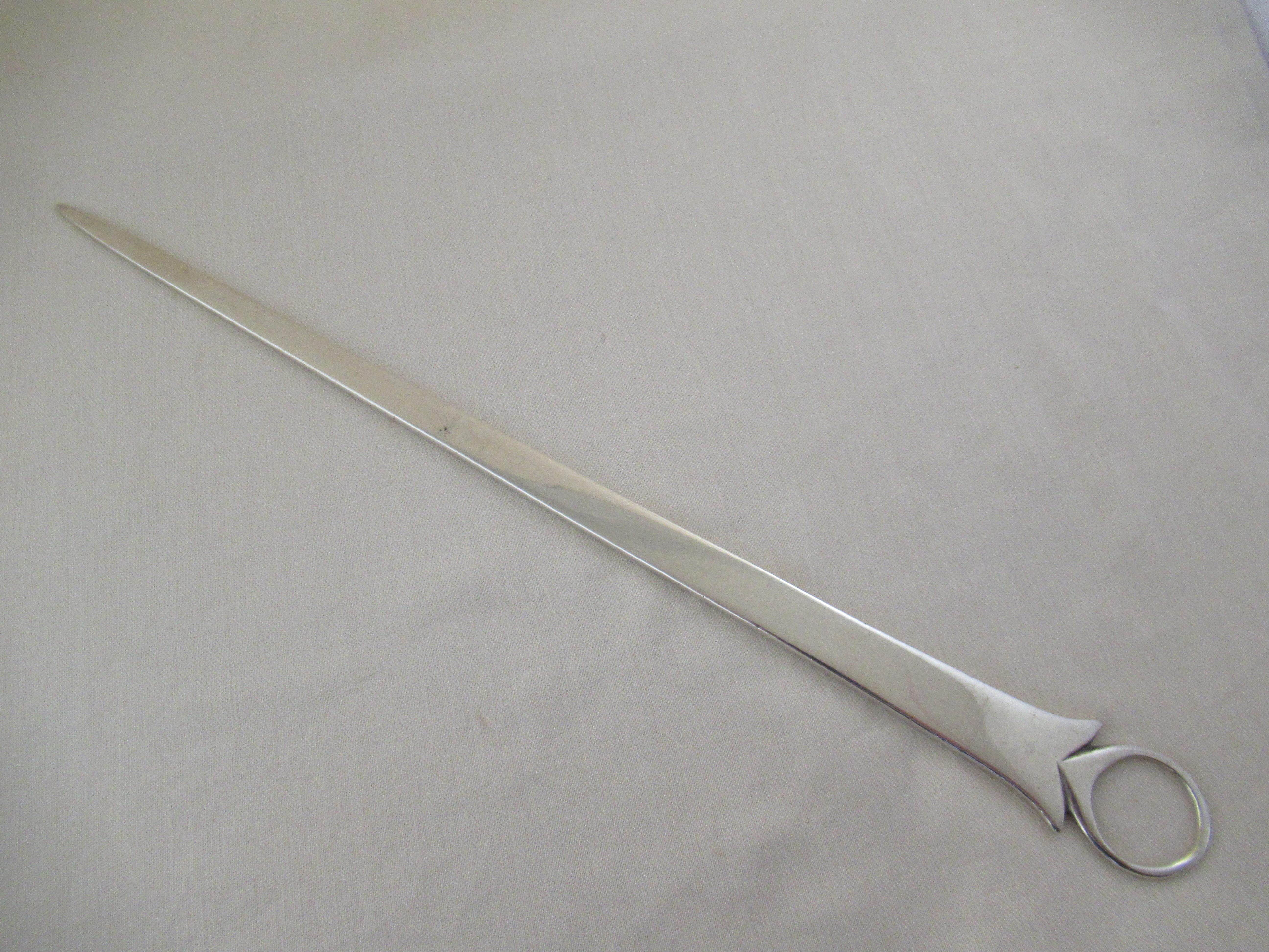 Hand-Crafted Sterling Silver 18th Century Meat Skewer / Paper Knife Hallmarked London, 1758 For Sale