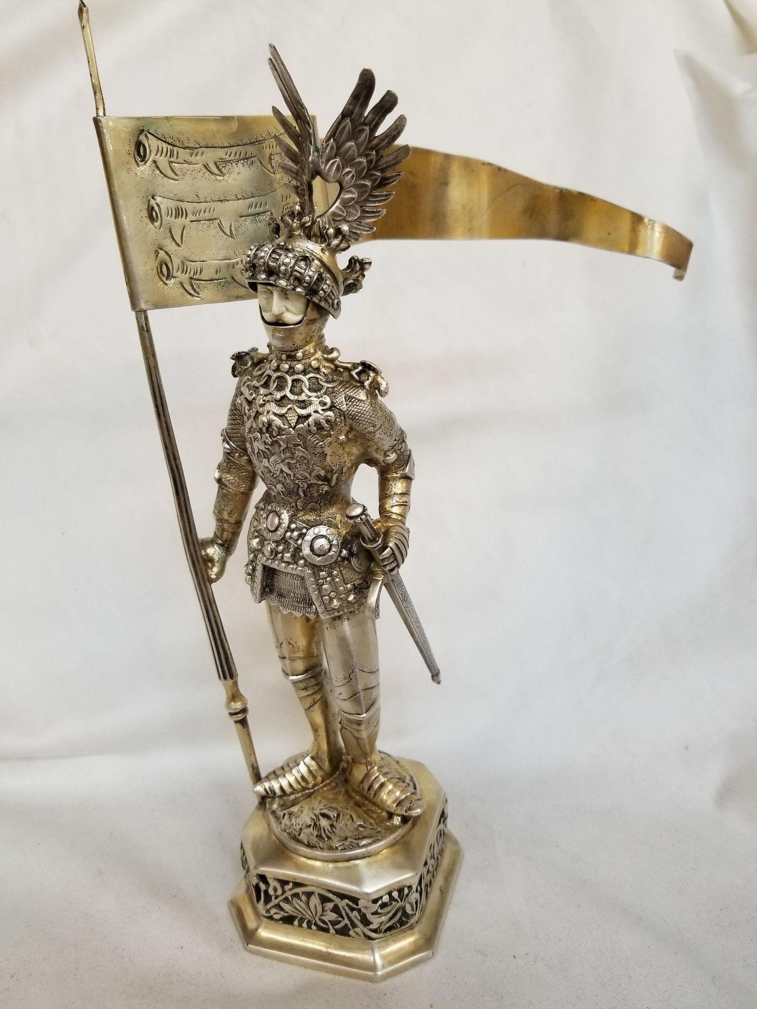 Sterling Silver 19th Century Knight in Shinning Armor For Sale 6