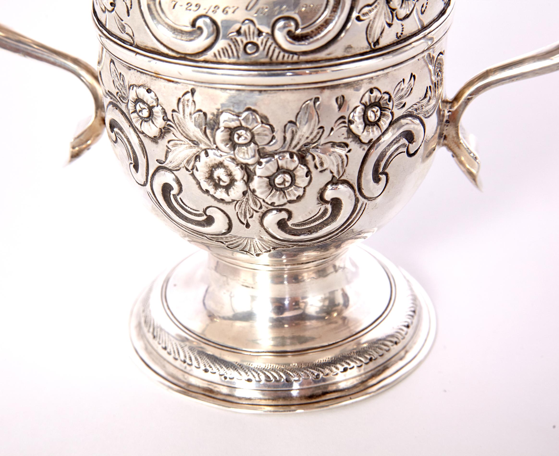 Sterling Silver 2-Handled Loving Cup 1762, London by Thomas Whipham In Good Condition In Plymouth, MA