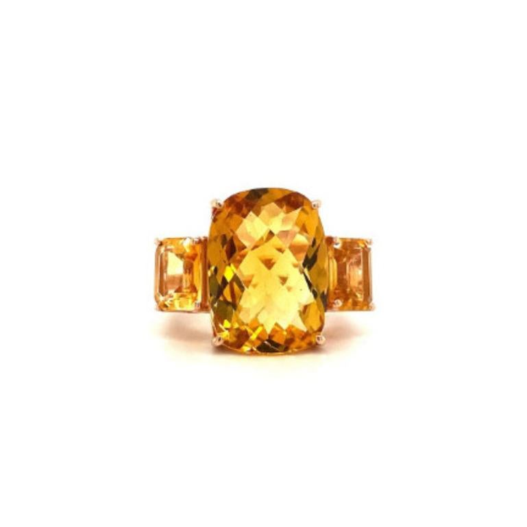 For Sale:  Sterling Silver 20 Carat Citrine Three Stone Cocktail Ring for Women 2