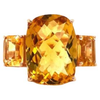 For Sale:  Sterling Silver 20 Carat Citrine Three Stone Cocktail Ring for Women