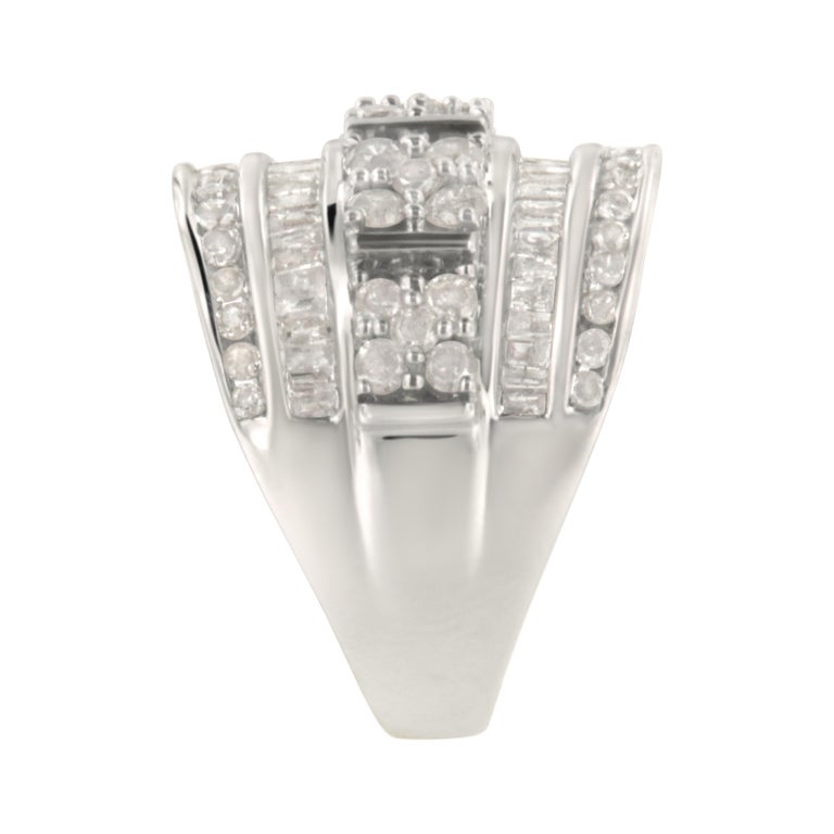 For Sale:  Sterling Silver 2.0 Carat Multi-Row Channel Set Cocktail Ring Band 3