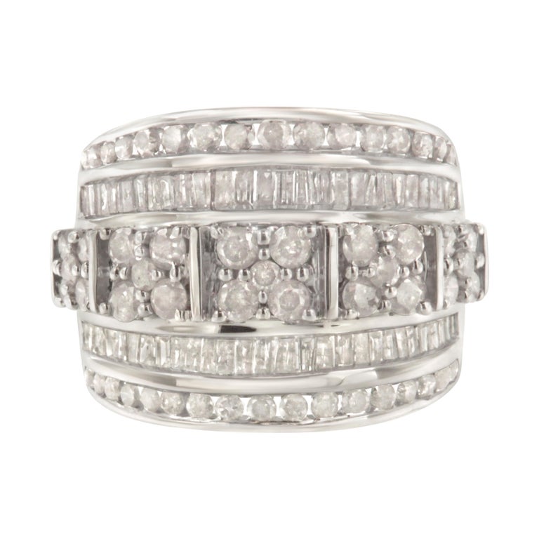 For Sale:  Sterling Silver 2.0 Carat Multi-Row Channel Set Cocktail Ring Band 5