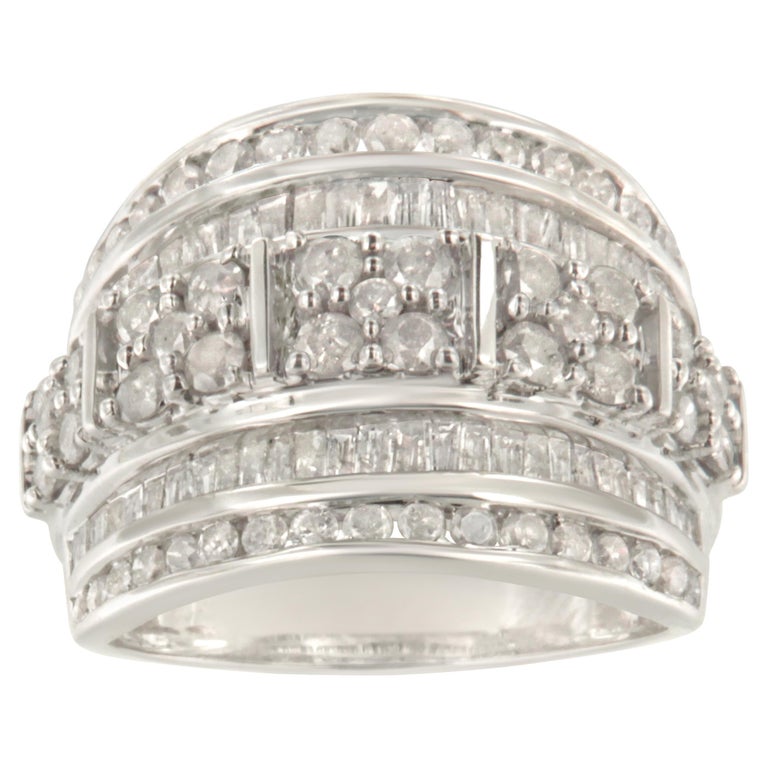 For Sale:  Sterling Silver 2.0 Carat Multi-Row Channel Set Cocktail Ring Band