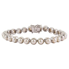 Sterling Silver 20.98ct Pearl Tennis Bracelet with 31 Round Pearls by Silvorra