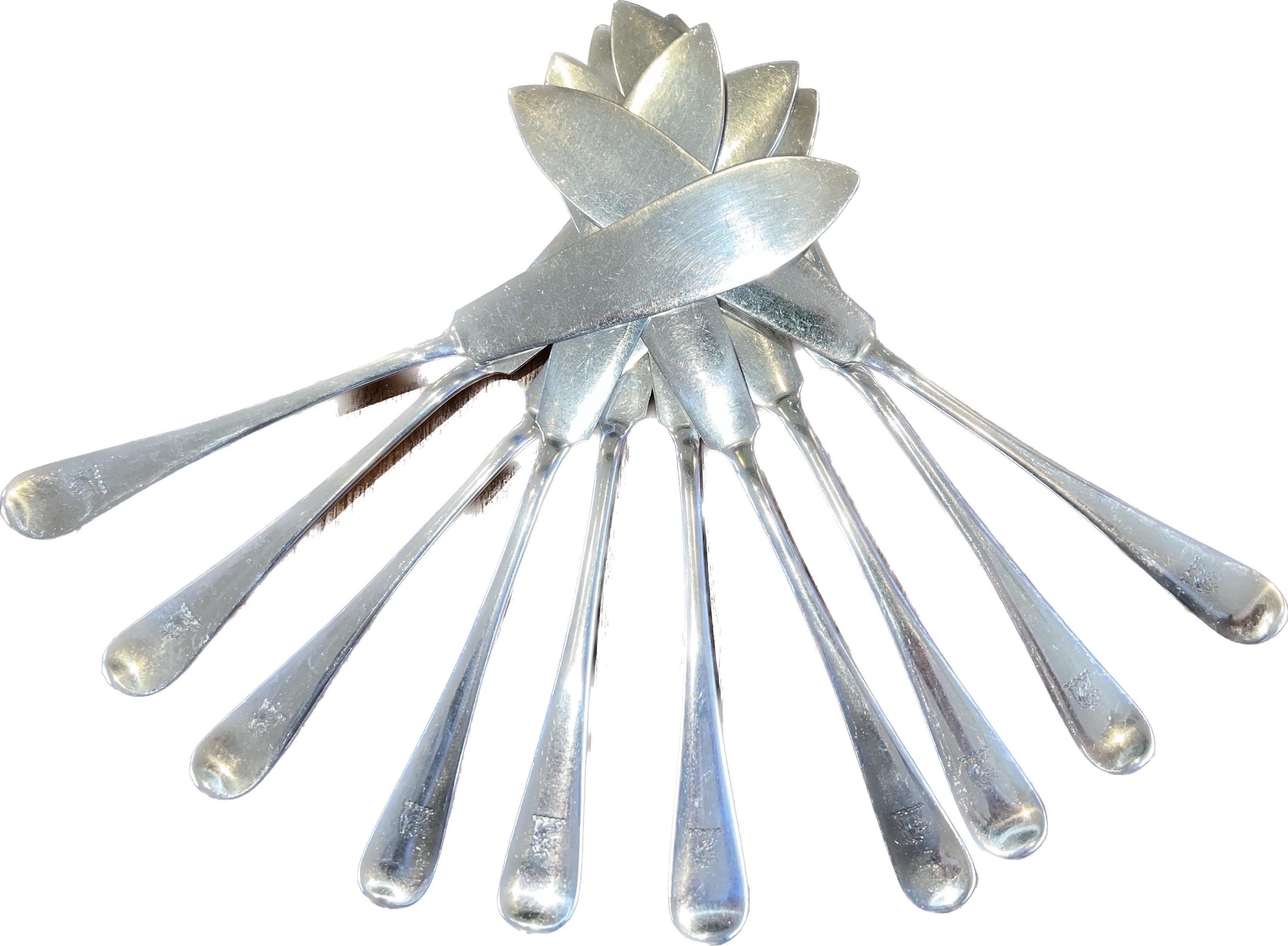 Mr. Giallo is opening his personal vault to sell a collection of his treasured antiques he's held on for so long.

ABOUT ITEM
Unicorn Monogrammed Sterling Silver 22 Piece Fork & Knife Fish Set. 10 knives, 12 forks. We love that this has a unicorn