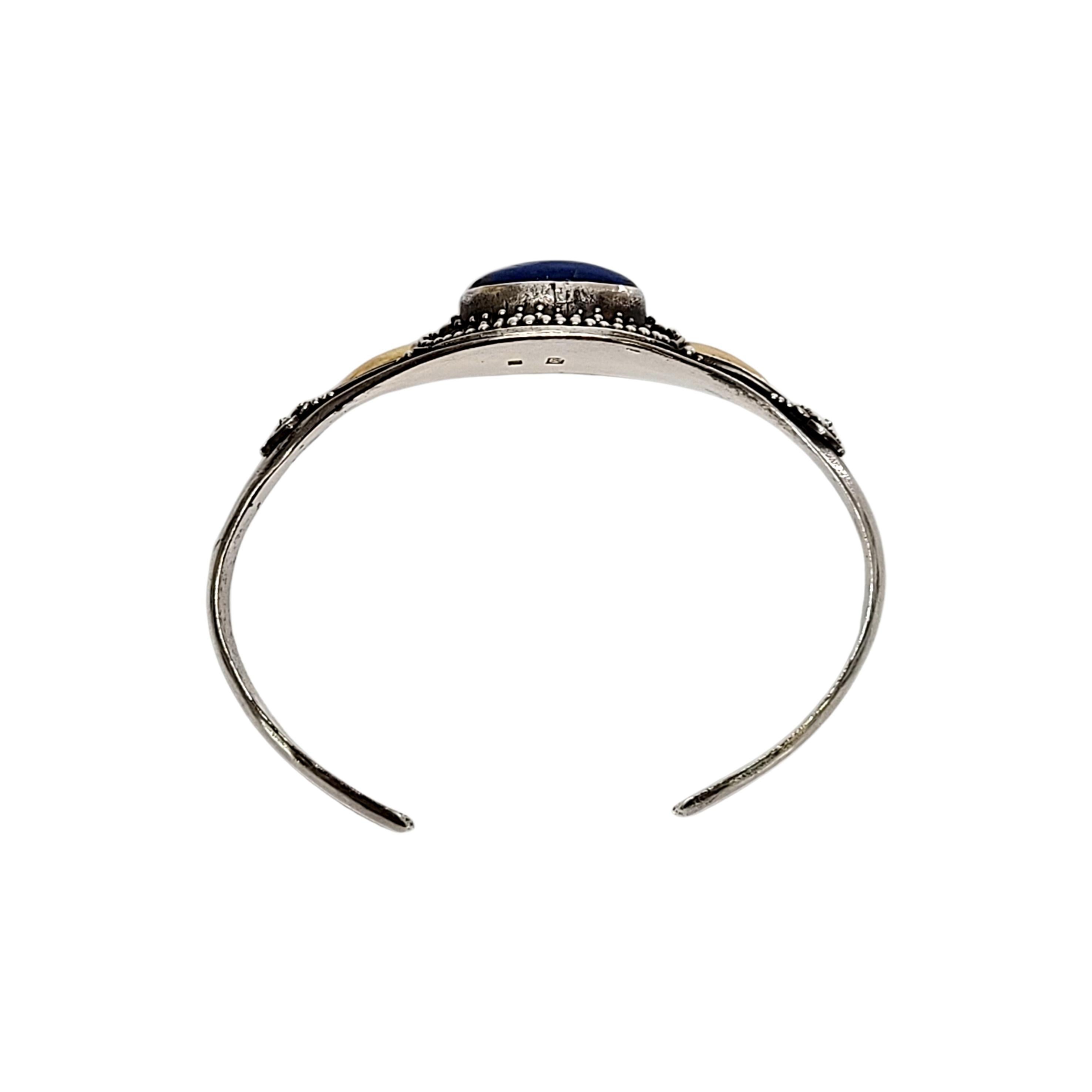 Manschettenarmband aus 22 Karat Gelbgold mit Lapislazuli-Akzent aus Sterlingsilber 3