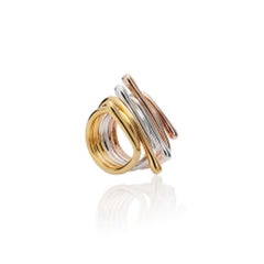 Sterling Silver & 23 Karat Gold Vermeil Alu Ring, size 80