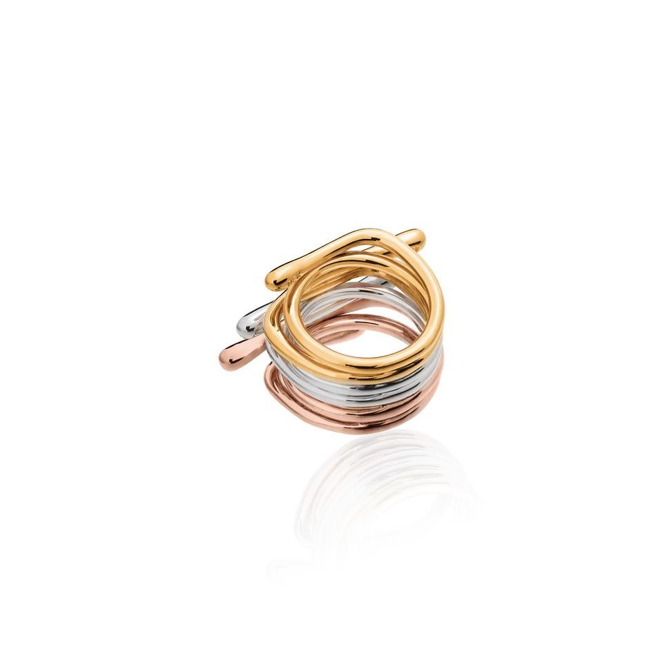 Contemporary Sterling Silver & 23 Karat Gold Vermeil Alu Ring, size 80 For Sale