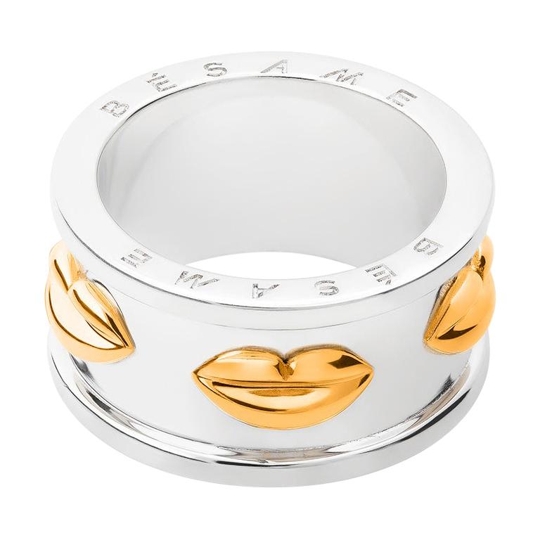 Sterling Silver 
23 Karat Yellow Gold Vermeil Bésame Ring, size 65 For Sale